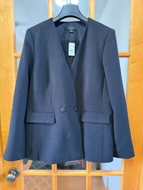Ann Taylor Black Double-Button V-Neck Blazer